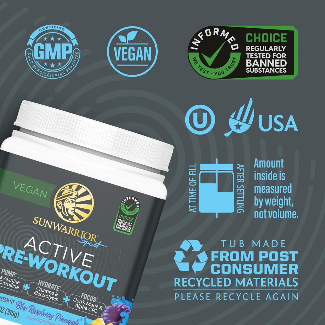 Blue Raspberry Pineapple Active Pre-Workout Drink Powder