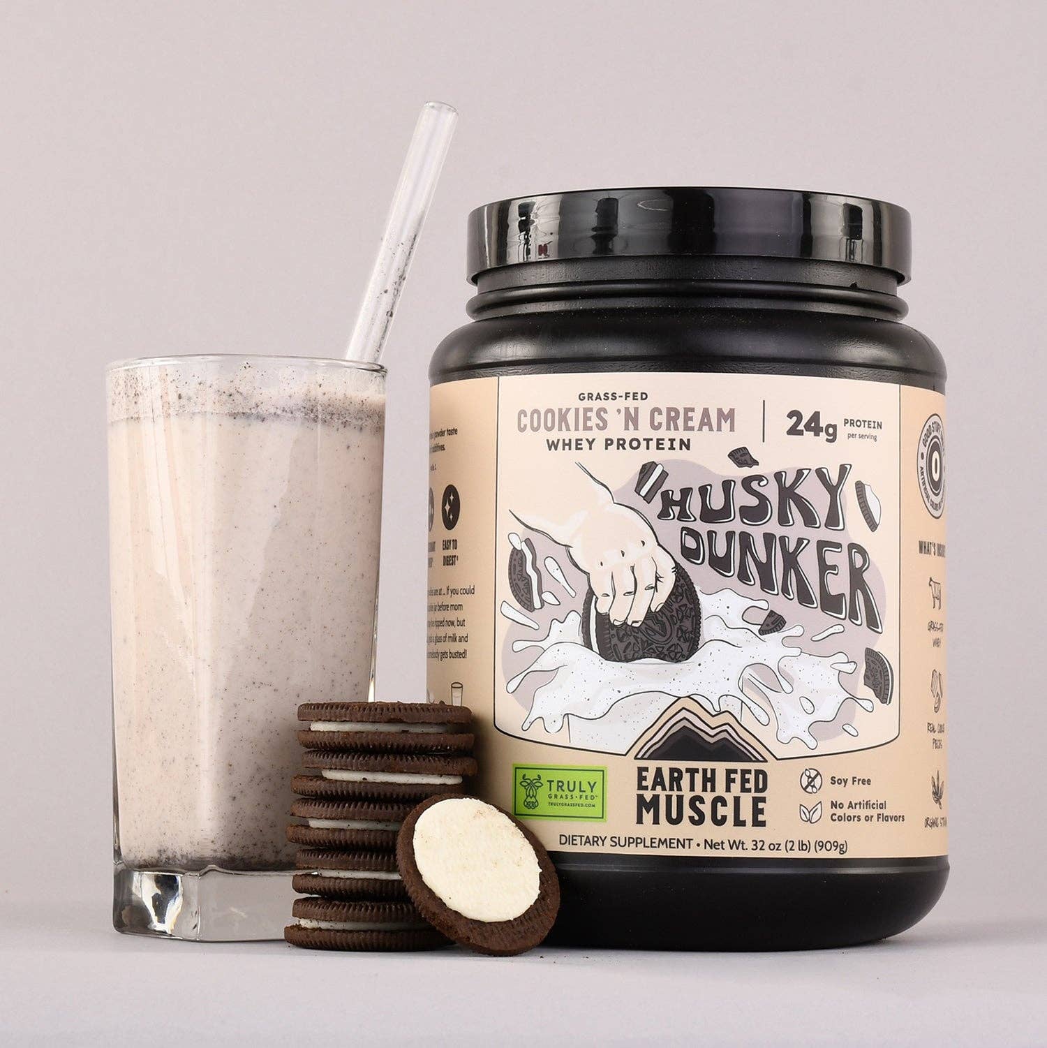 Husky Dunker Cookies 'n Cream Grass-Fed Whey Protein