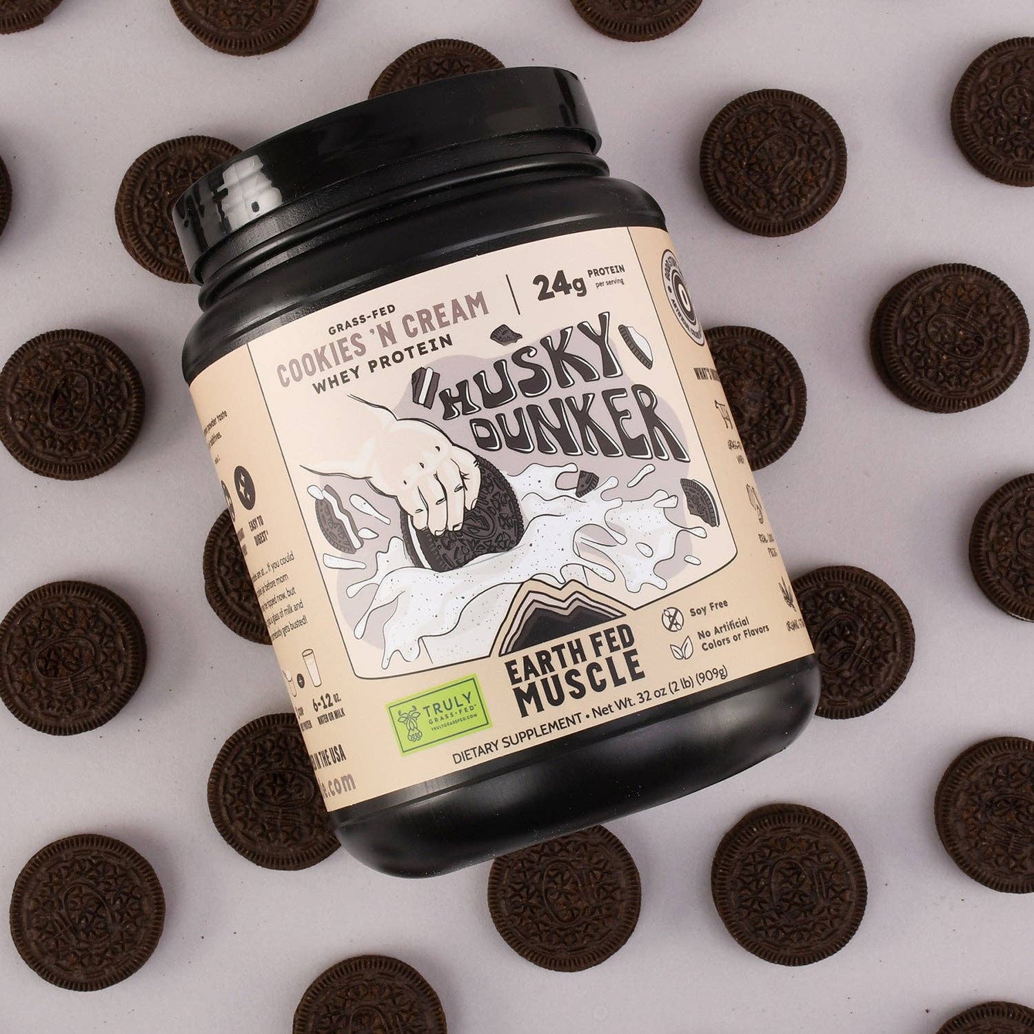 Husky Dunker Cookies 'n Cream Grass-Fed Whey Protein